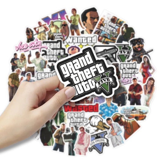50 Gta Game Graffiti Stickers, Laptop Car DIY Decorative Trolley Case Stickers - image 2