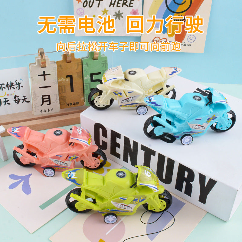 Children's Toy Car Pull Back Solid Color Motorcycle Boy Motorcycle Model Ornaments Kindergarten Small Gifts Street Stall Wholesale - image 2