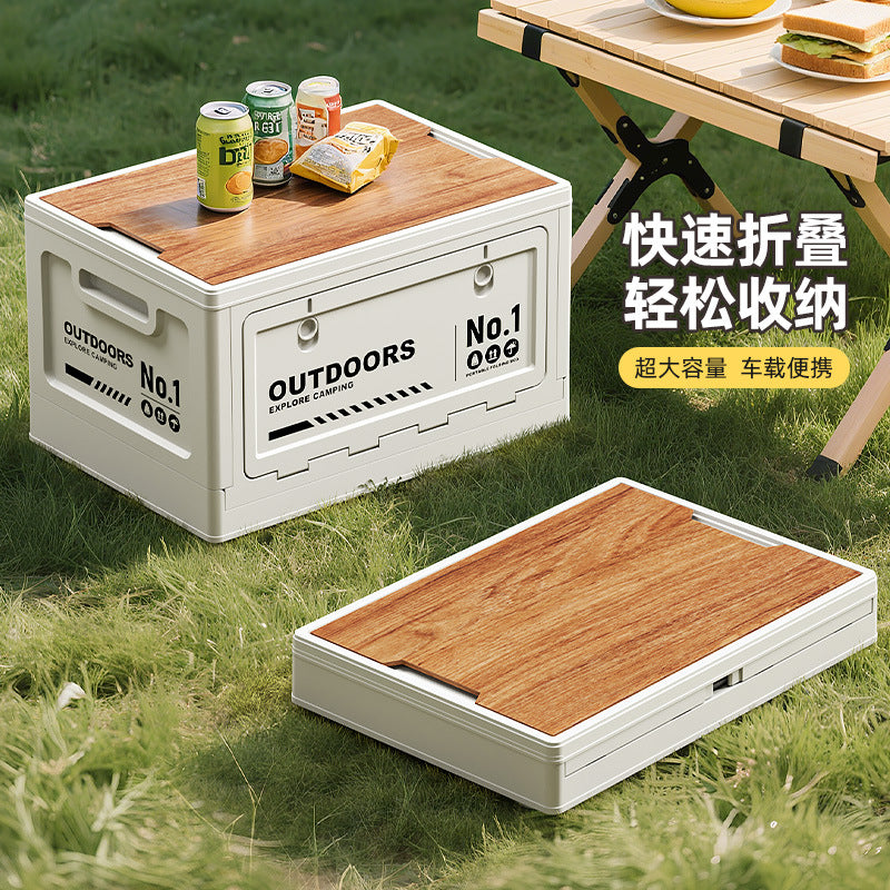 Outdoor Camping Storage Box with Side Opening, Foldable Camping Box for Car Trunk, Portable Wooden Lid for Stall Setup and Organization - image 4
