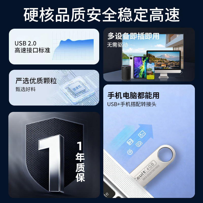 Jisuyou Metal USB Flash Drive 8Gb Business Waterproof USB Flash Drive 4Gb Mobile Phone Computer USB Car Music USB Flash Drive Small Capacity - image 3