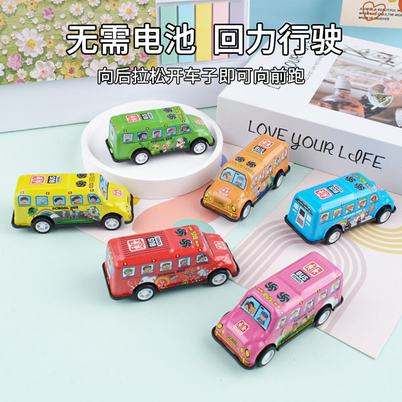 Wholesale Popular Alloy Car Tin Bus School Bus Children's Toys Simulation Model Ornaments Bulk Pull-Back Cars - image 2