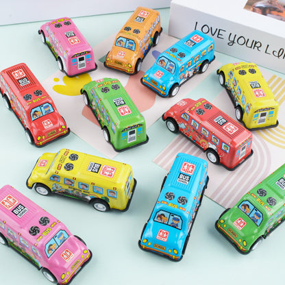 Wholesale Popular Alloy Car Tin Bus School Bus Children's Toys Simulation Model Ornaments Bulk Pull-Back Cars - image 3