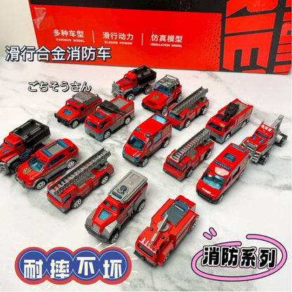 Children's Toy Car Alloy Sliding Racing Car Model Engineering Vehicle Police Car Fire Truck Children's Inertia Pull-Back Car - image 1