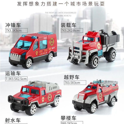 Children's Toy Car Alloy Sliding Racing Car Model Engineering Vehicle Police Car Fire Truck Children's Inertia Pull-Back Car - image 4
