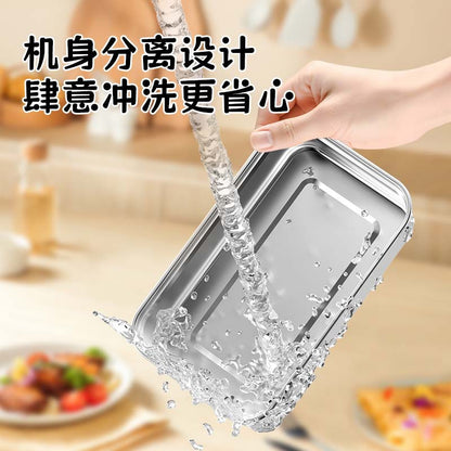 Electric Lunch Box 304 Stainless Steel Insulated Lunch Box for Office Workers, Water-Free Plug-In Heating Car Lunch Box - image 2