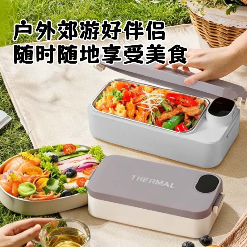 Electric Lunch Box 304 Stainless Steel Insulated Lunch Box for Office Workers, Water-Free Plug-In Heating Car Lunch Box - image 3