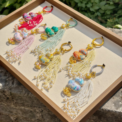 Finished Product: Intangible Cultural Heritage Chinese Style Embroidery Song Brocade Gourd Pendant Bag Charm Car Hanging Double-Sided Pendant Decoration Song Brocade - image 2