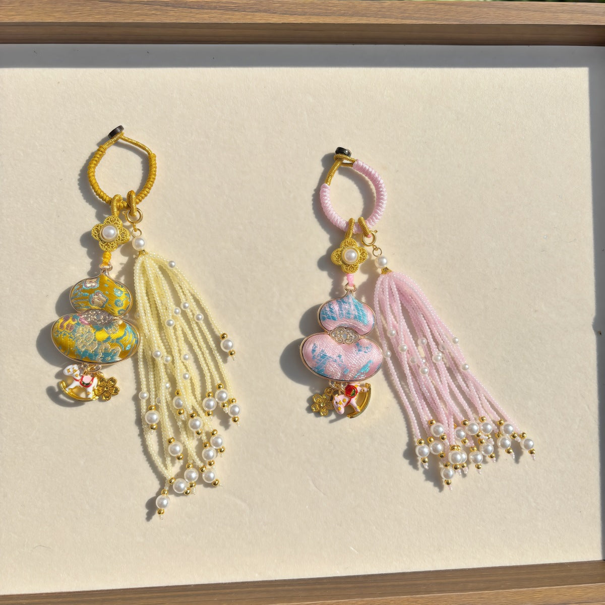 Finished Product: Intangible Cultural Heritage Chinese Style Embroidery Song Brocade Gourd Pendant Bag Charm Car Hanging Double-Sided Pendant Decoration Song Brocade - image 4