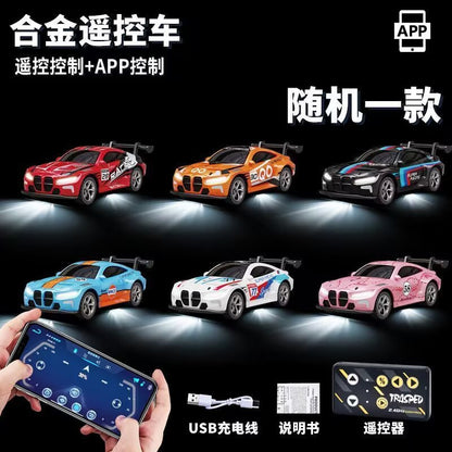 Alloy 1:64 Mini Pocket 488 Sports Car Bluetooth Remote Control Mobile Phone Control Desktop Drift Car Gift Toy - image 1