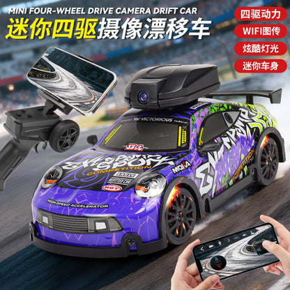 Cross-Border 1:32 Mini Light Four-Wheel Drive Drift Remote Control Car Scale Throttle Remote Control Camera Racing Model - image 2