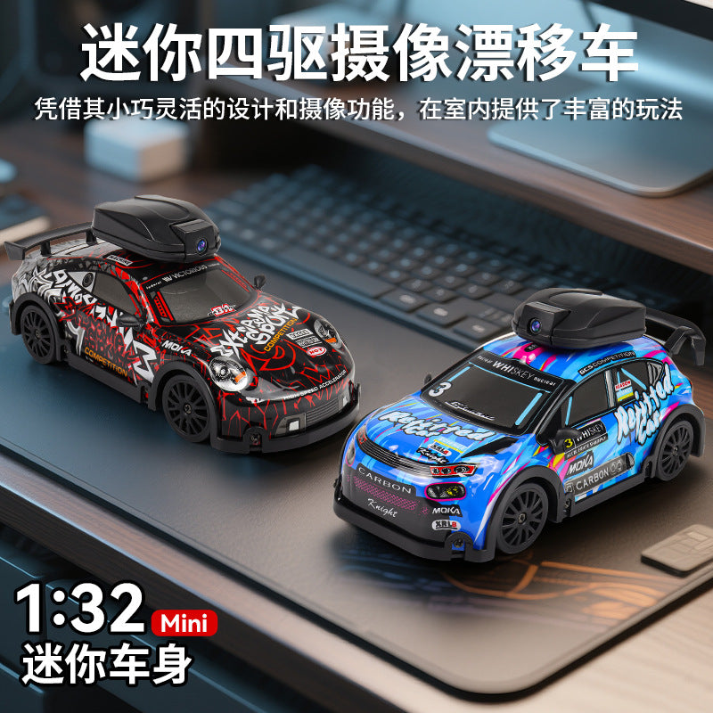 Cross-Border 1:32 Mini Light Four-Wheel Drive Drift Remote Control Car Scale Throttle Remote Control Camera Racing Model - image 3