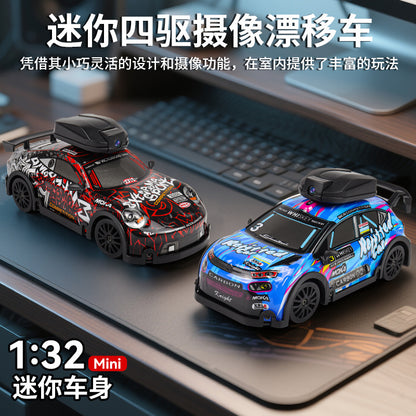 Cross-Border 1:32 Mini Light Four-Wheel Drive Drift Remote Control Car Scale Throttle Remote Control Camera Racing Model - image 3