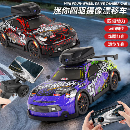 Cross-Border 1:32 Mini Light Four-Wheel Drive Drift Remote Control Car Scale Throttle Remote Control Camera Racing Model - image 4