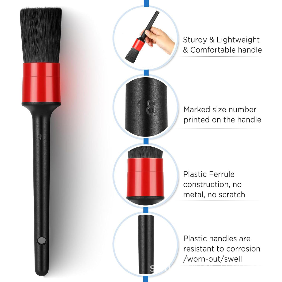 Car Wash Soft Bristle Brush, Dual-Use for Home and Car, Small Brush for Car Interior Crevices, Multifunctional Air Vent Cleaning Tool Brush Head - image 3