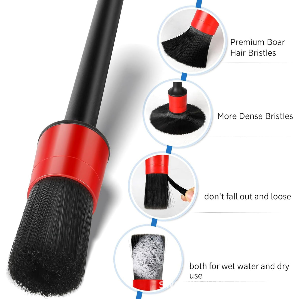 Car Wash Soft Bristle Brush, Dual-Use for Home and Car, Small Brush for Car Interior Crevices, Multifunctional Air Vent Cleaning Tool Brush Head - image 4