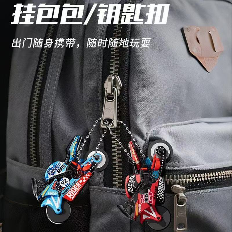 New Flintstone Inertia Motorcycle Cool Stunt Simulation Car Keychain Decompression Spark Special Effects Boy Toy - image 3