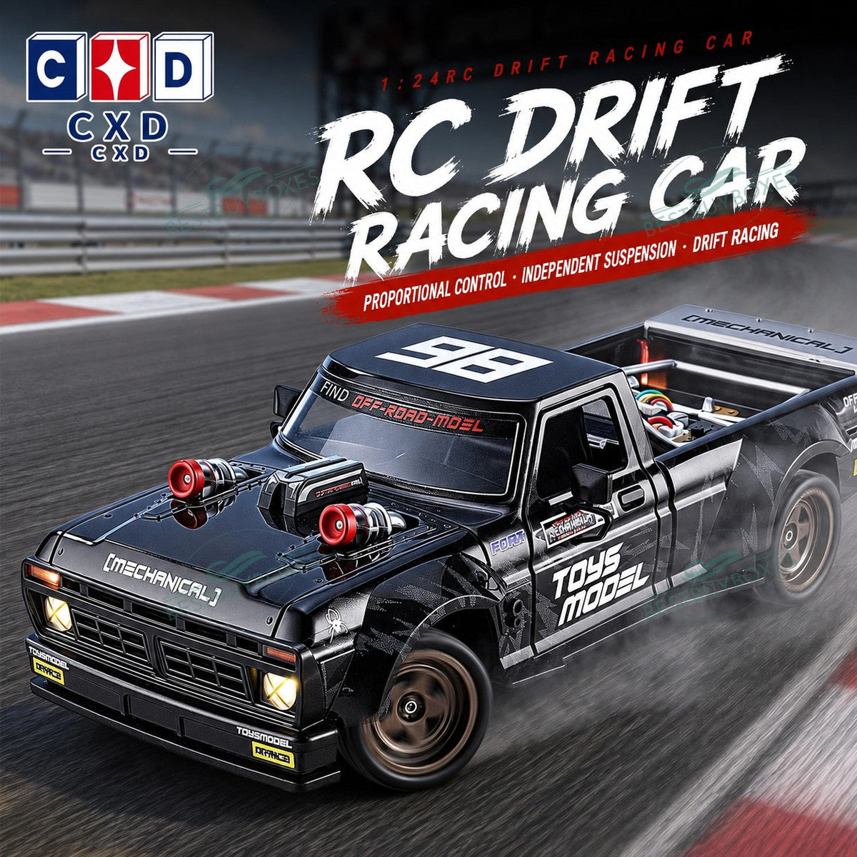 CXD 2401 1/24 4WD RC Drift Truck RTR with Gyro, LED Lights & 2.4GHz Proportional Control