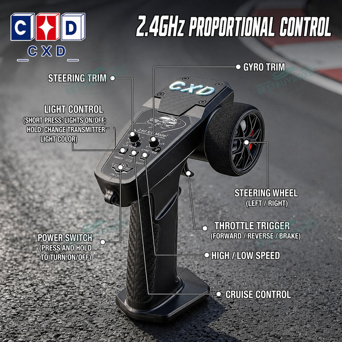 CXD 2401 1/24 4WD RC Drift Truck RTR with Gyro, LED Lights & 2.4GHz Proportional Control