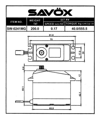 Savox SW-0241MG "Super Torque" Waterproof Digital 1/5 Scale Servo (High Voltage)