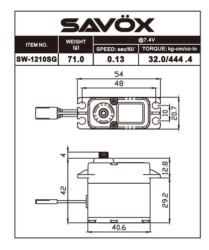 Savox SW-1210SG Digital Waterproof Aluminum Case Servo (High Voltage) (Tall)